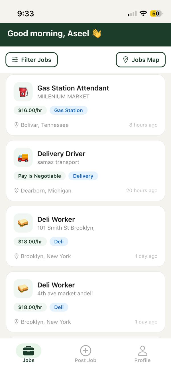 Browse jobs at Yemeni and Arab-owned businesses in the Furas app