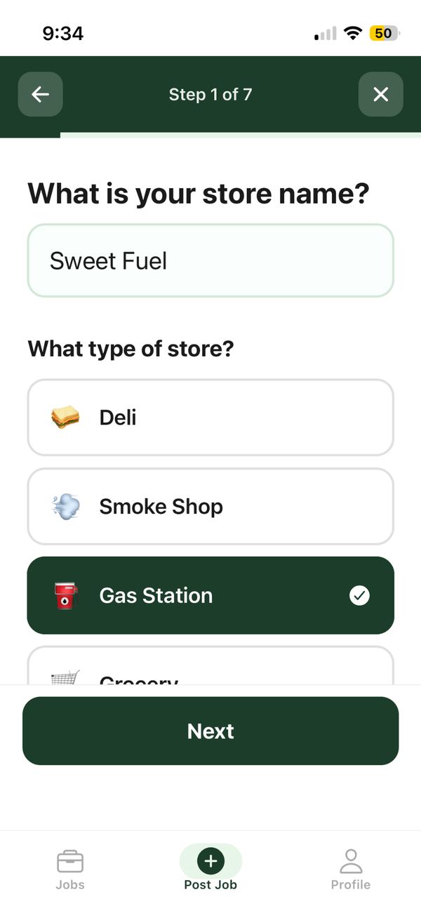 Posting a job as a business owner in the Furas app